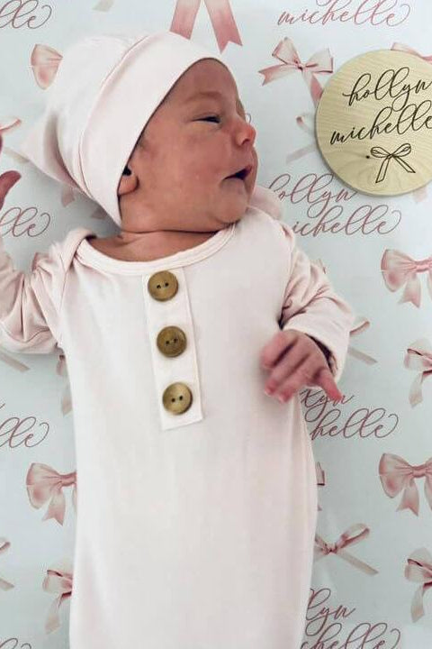 Bow Personalized Baby Name Swaddle Blanket
