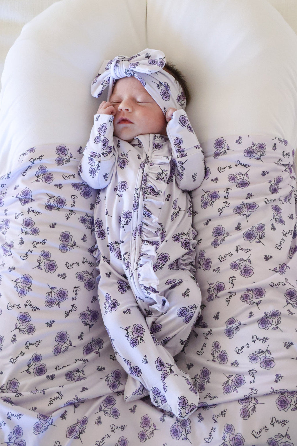 Ruffle Zipper Footie | Amethyst Garden