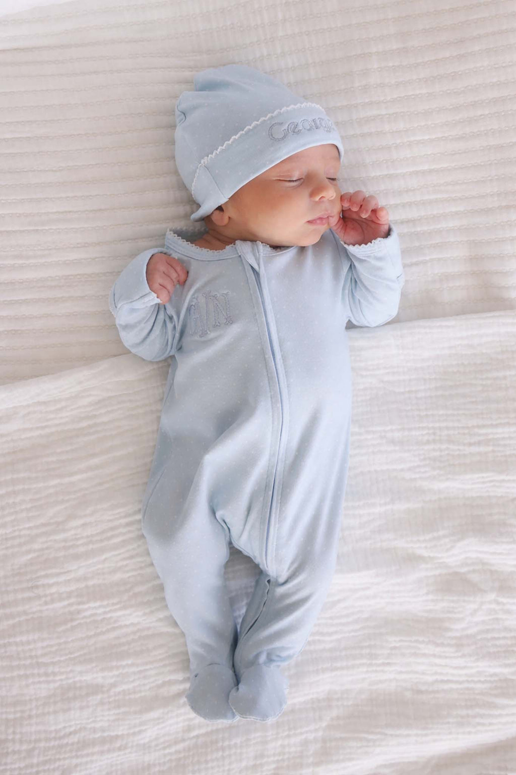 Picot Trim Bamboo Hat | Baby Blue