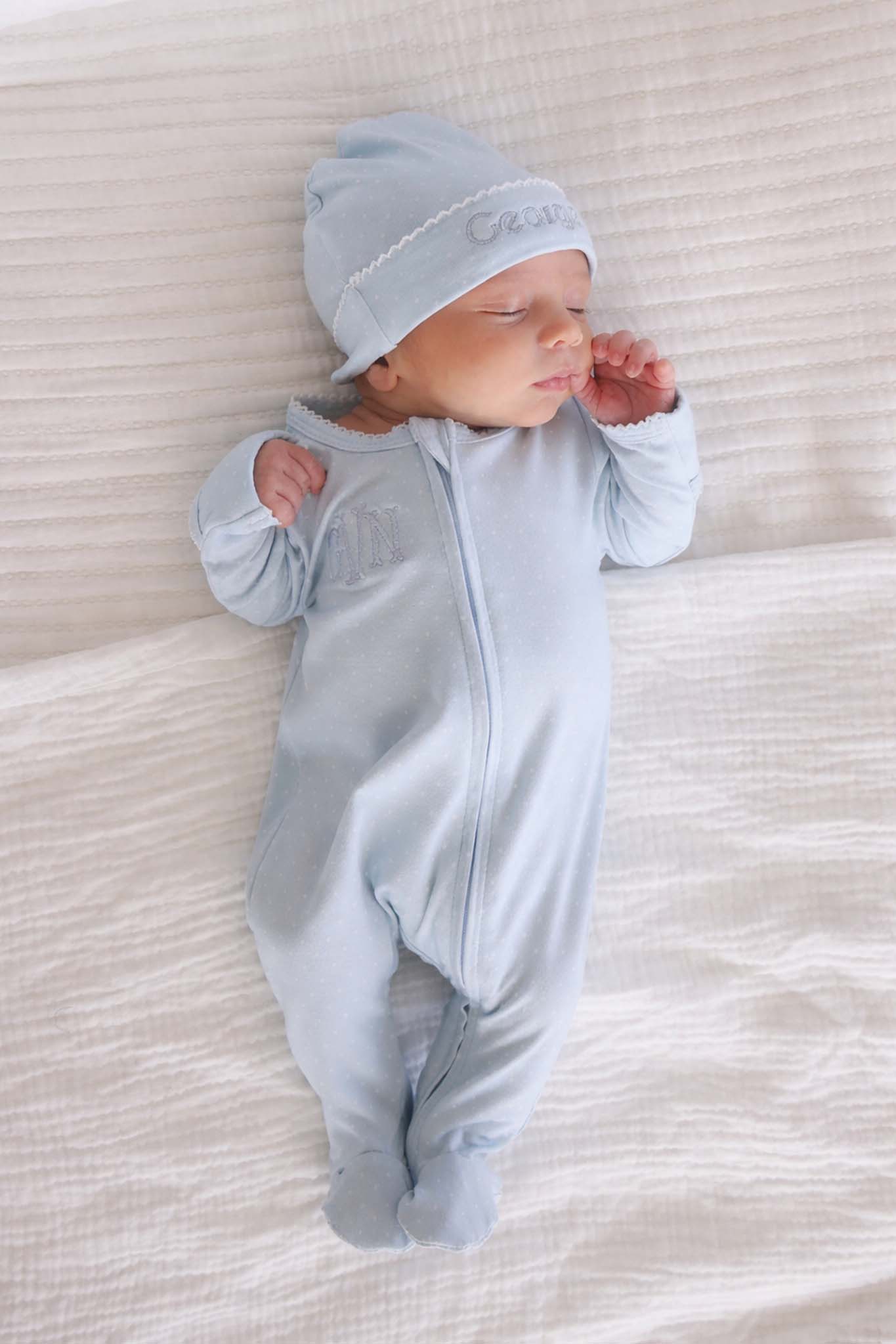 Picot Trim Bamboo Hat | Baby Blue