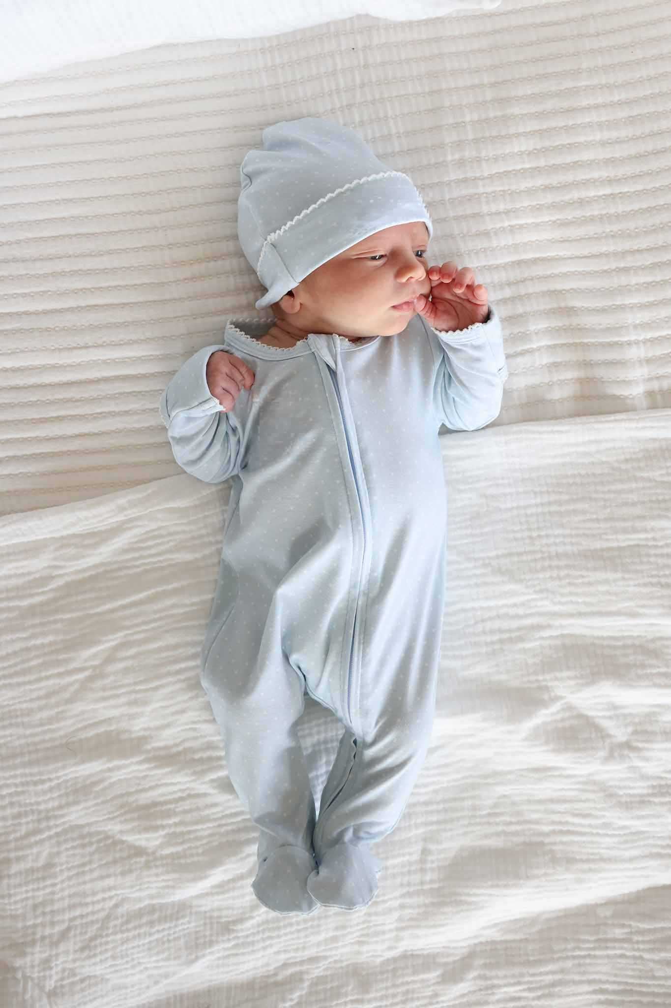 Picot Trim Bamboo Hat | Baby Blue