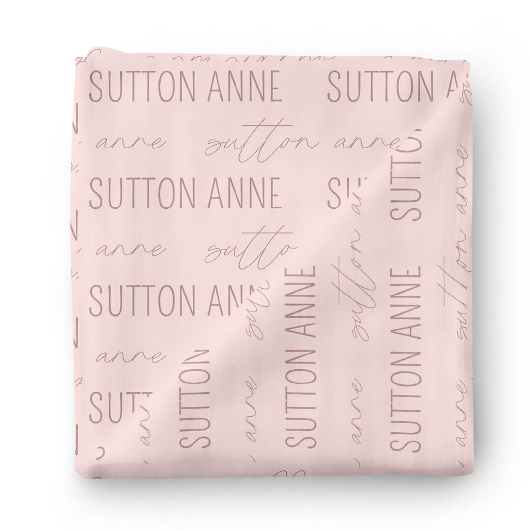 Personalized Blush Baby Name Swaddle Blanket