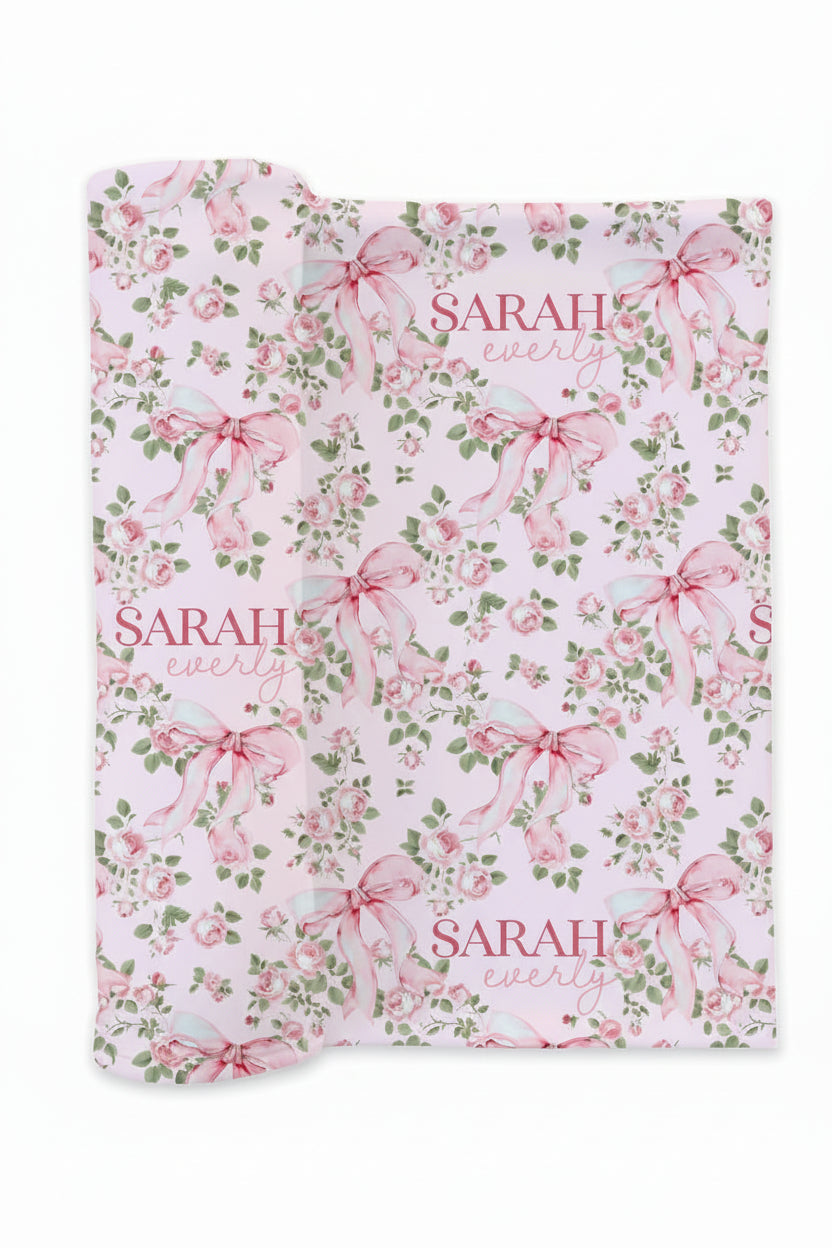Bows in Bloom Personalized Swaddle Blanket