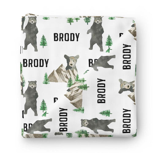Brody's Bear Personalized Baby Name Swaddle Blanket