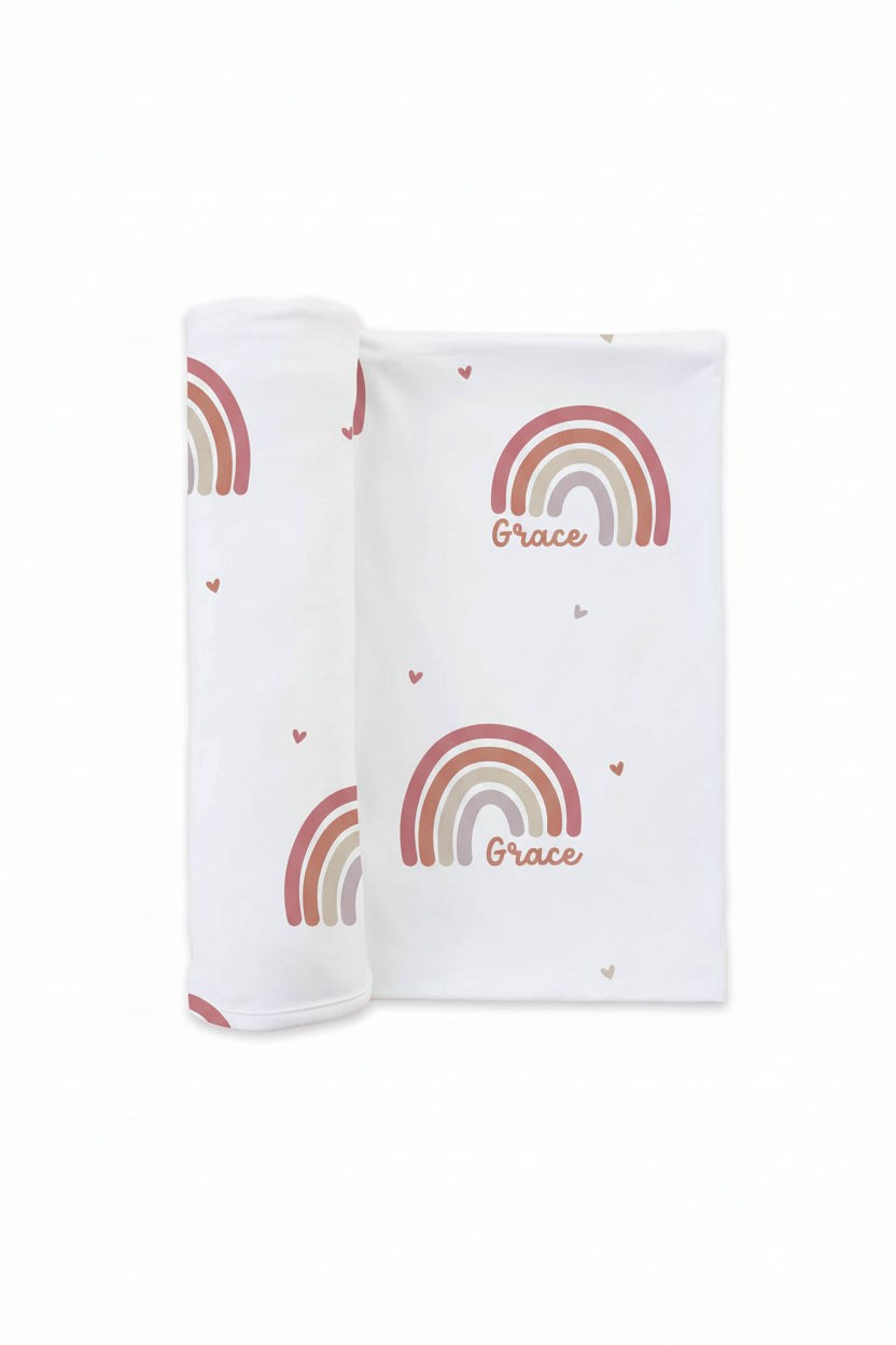 Girlie Rainbow Personalized Baby Name Swaddle