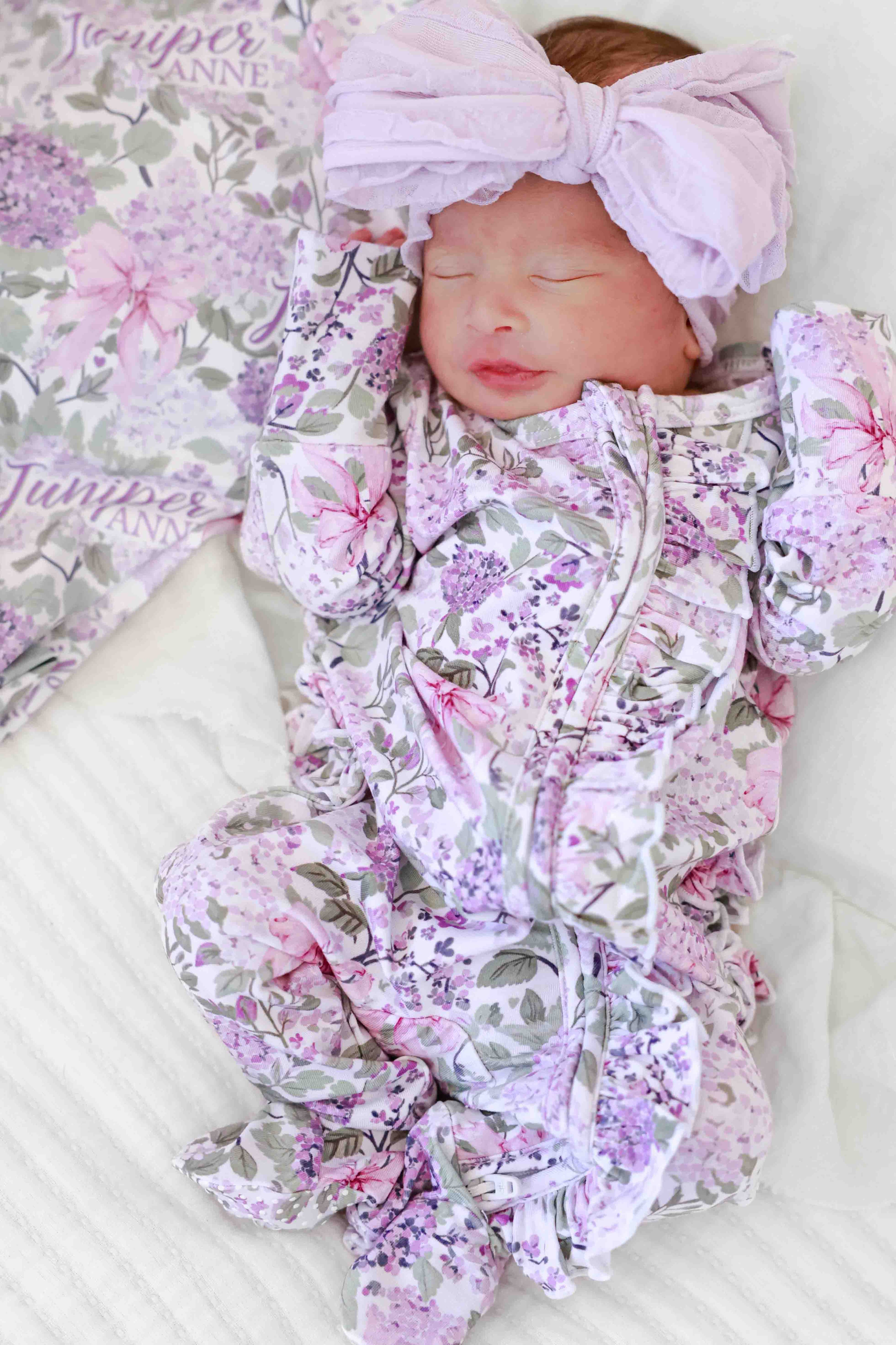 Ruffle Zipper Footie | Lavender Lullaby
