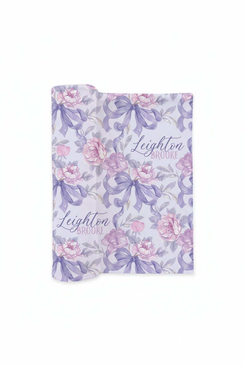 Leighton's Lavender Personalized Swaddle Blanket