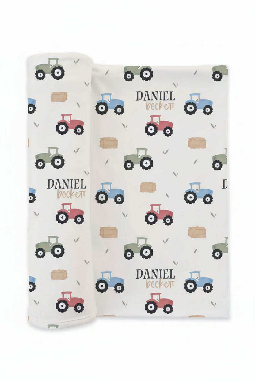 Little Farmer Personalized Swaddle Blanket