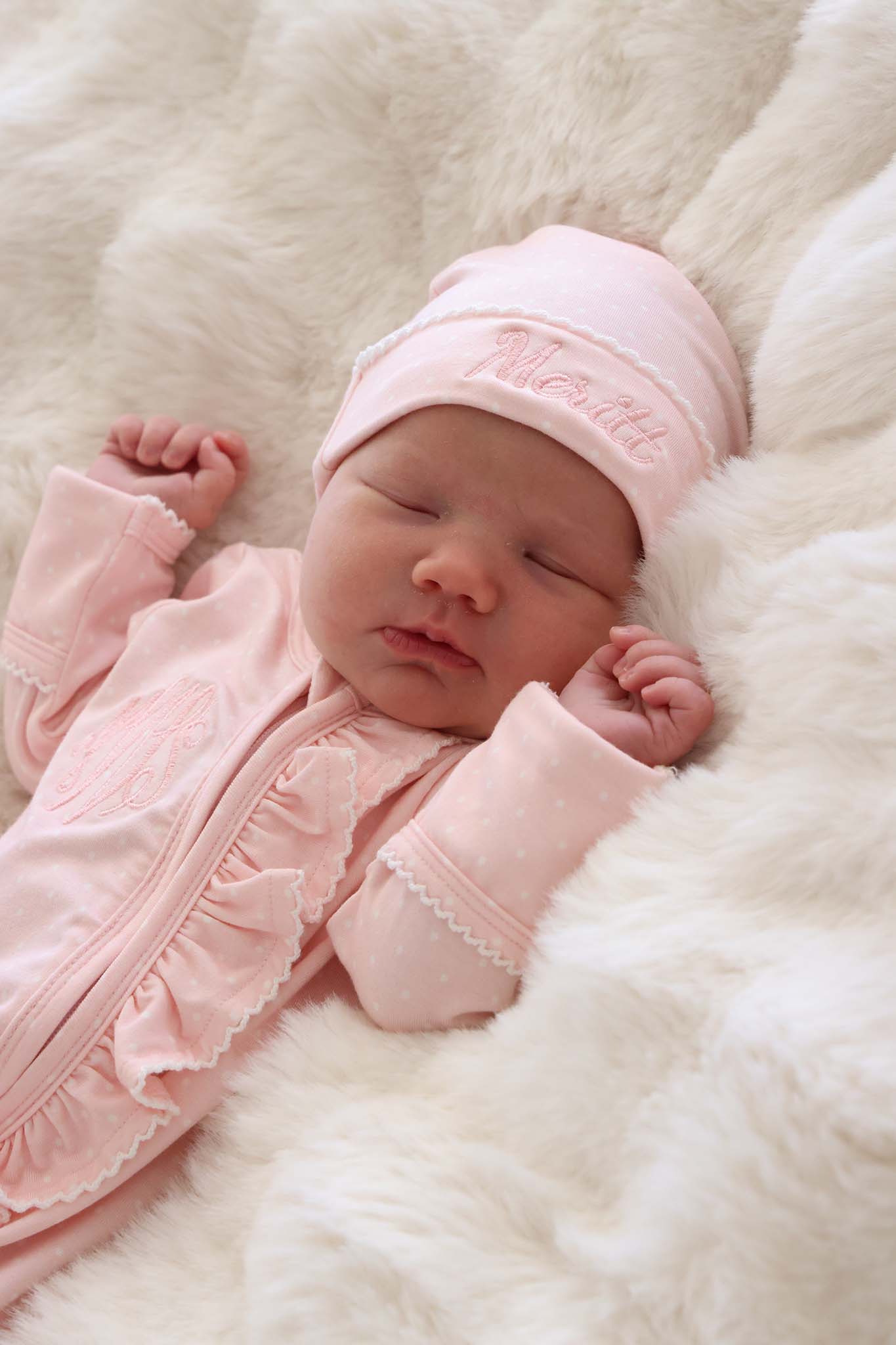 Picot Trim Bamboo Zipper Footie | Baby Pink