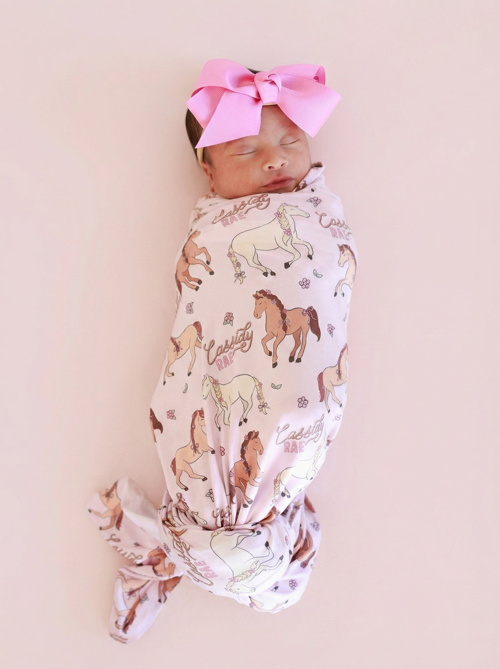 Personalized Swaddle Blanket | Pony Club Pink