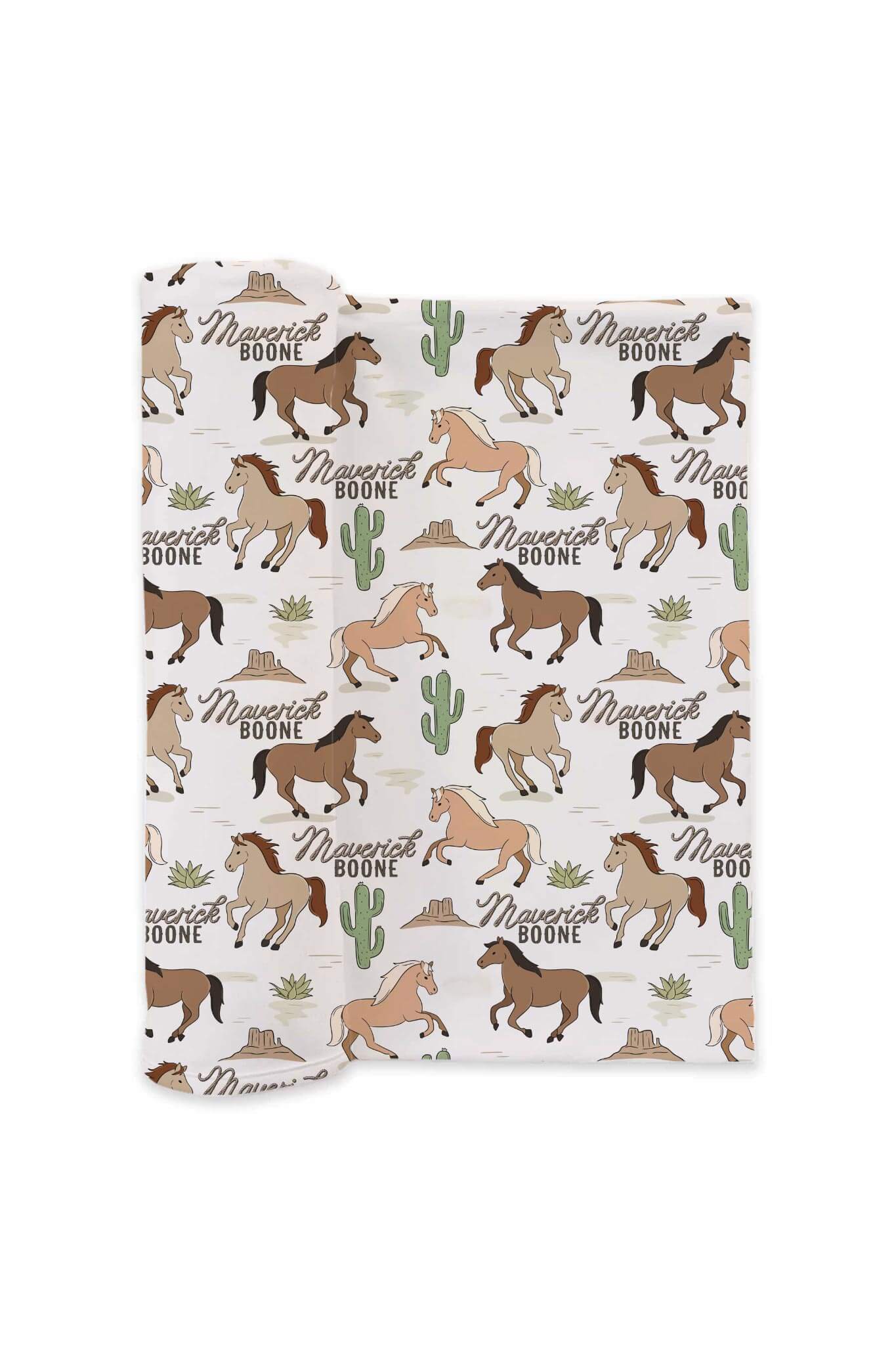 Personalized Swaddle Blanket | Pony Club Neutral