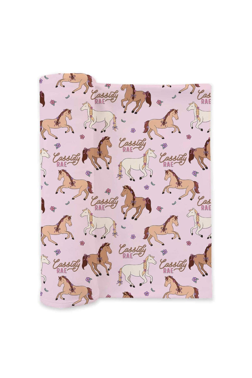 Personalized Swaddle Blanket | Pony Club Pink