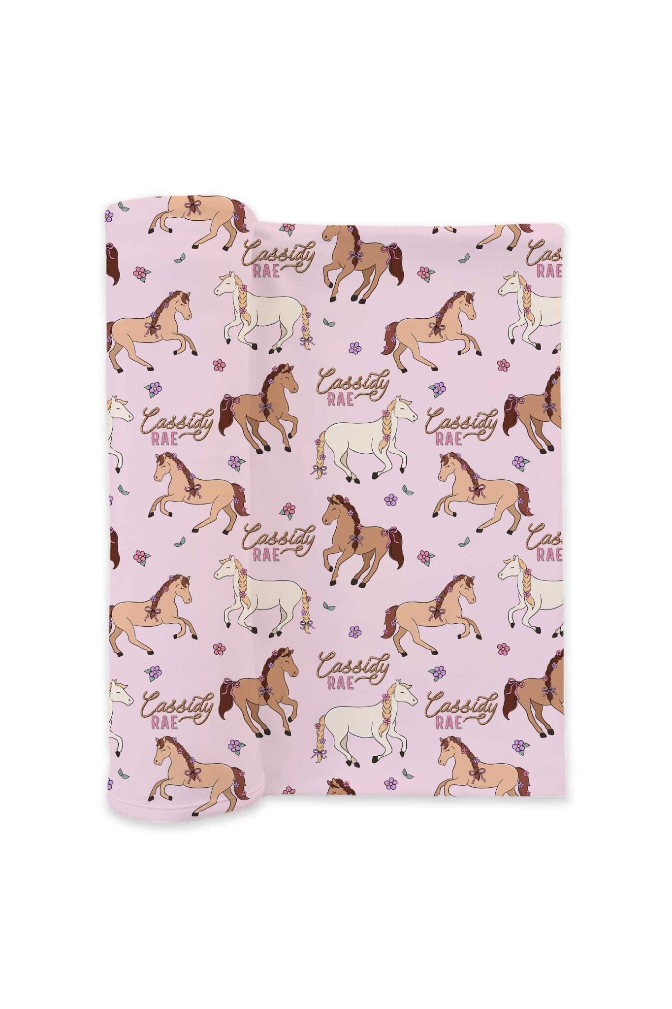 Personalized Swaddle Blanket | Pony Club Pink