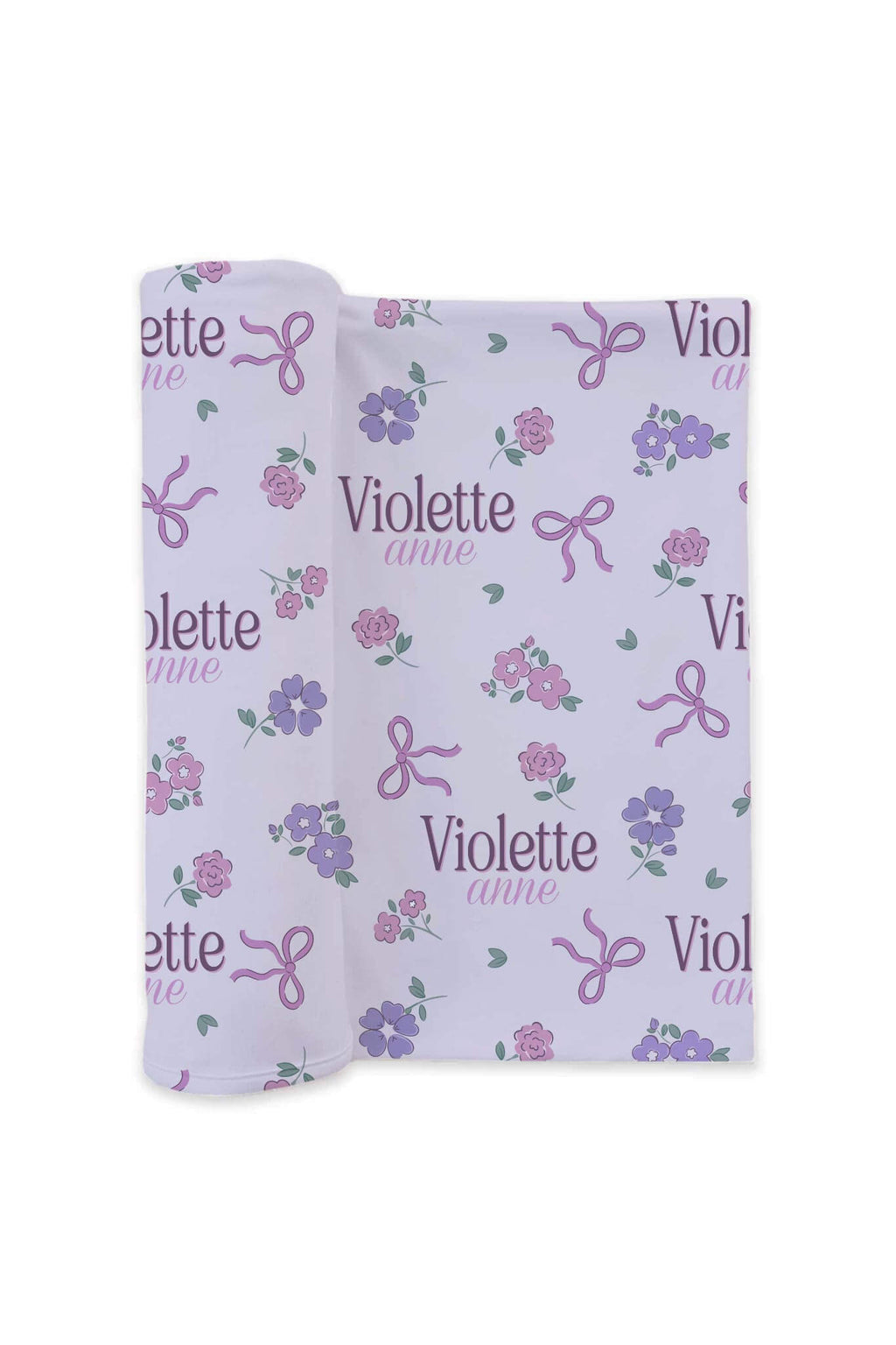 Ribbon & Roses Personalized Swaddle Blanket | Purple