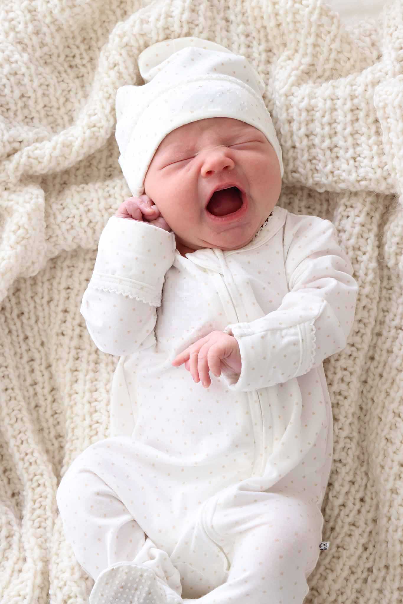 Picot Trim Bamboo Zipper Footie | Baby Taupe
