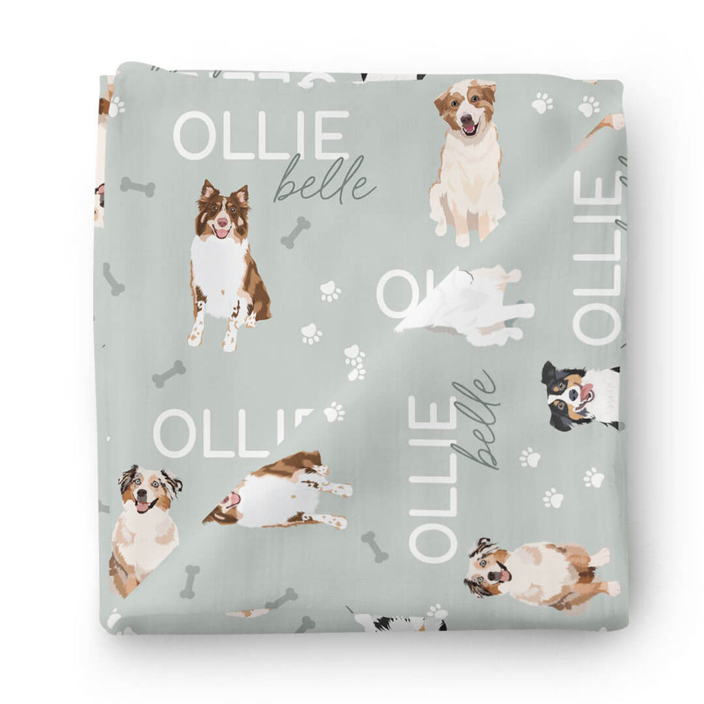 Personalized Baby Name Swaddle Blanket | Dog Breeds