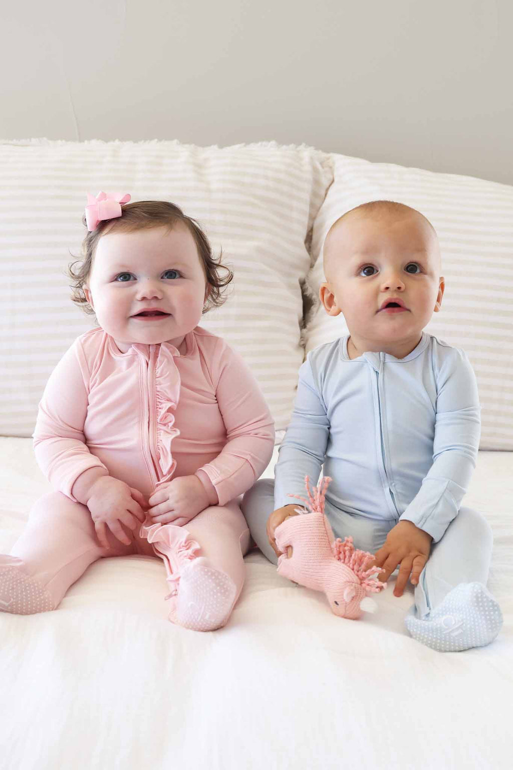 Baby Blue Bamboo Zipper Footie