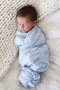 Personalized Baby Blue Baby Name Swaddle Blanket
