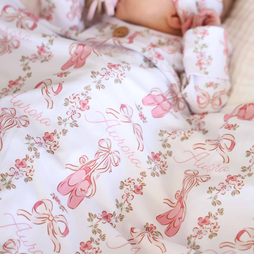 Ballet Blossoms Personalized Swaddle Blanket