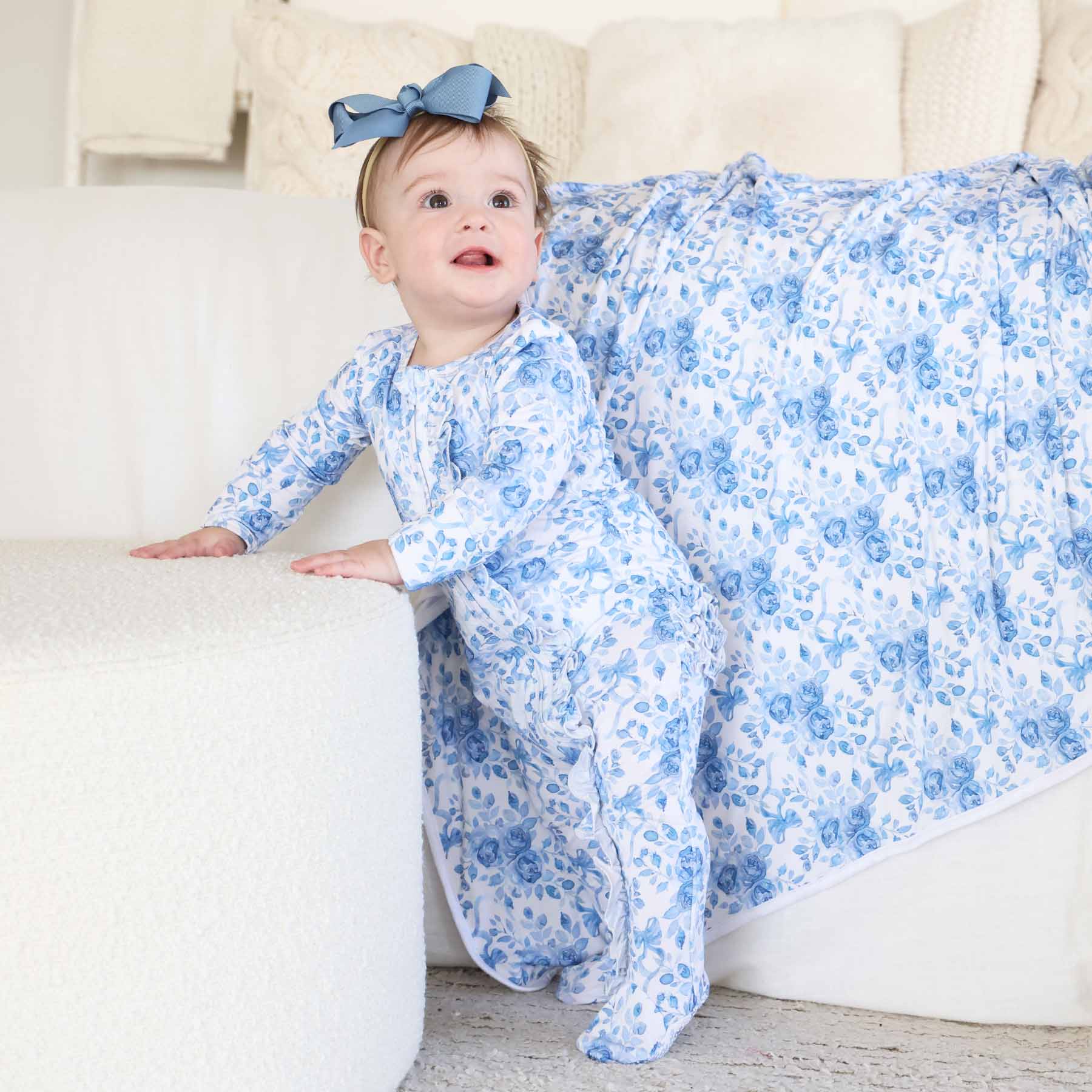 Betsy's Blooms Ruffle Zipper Footie