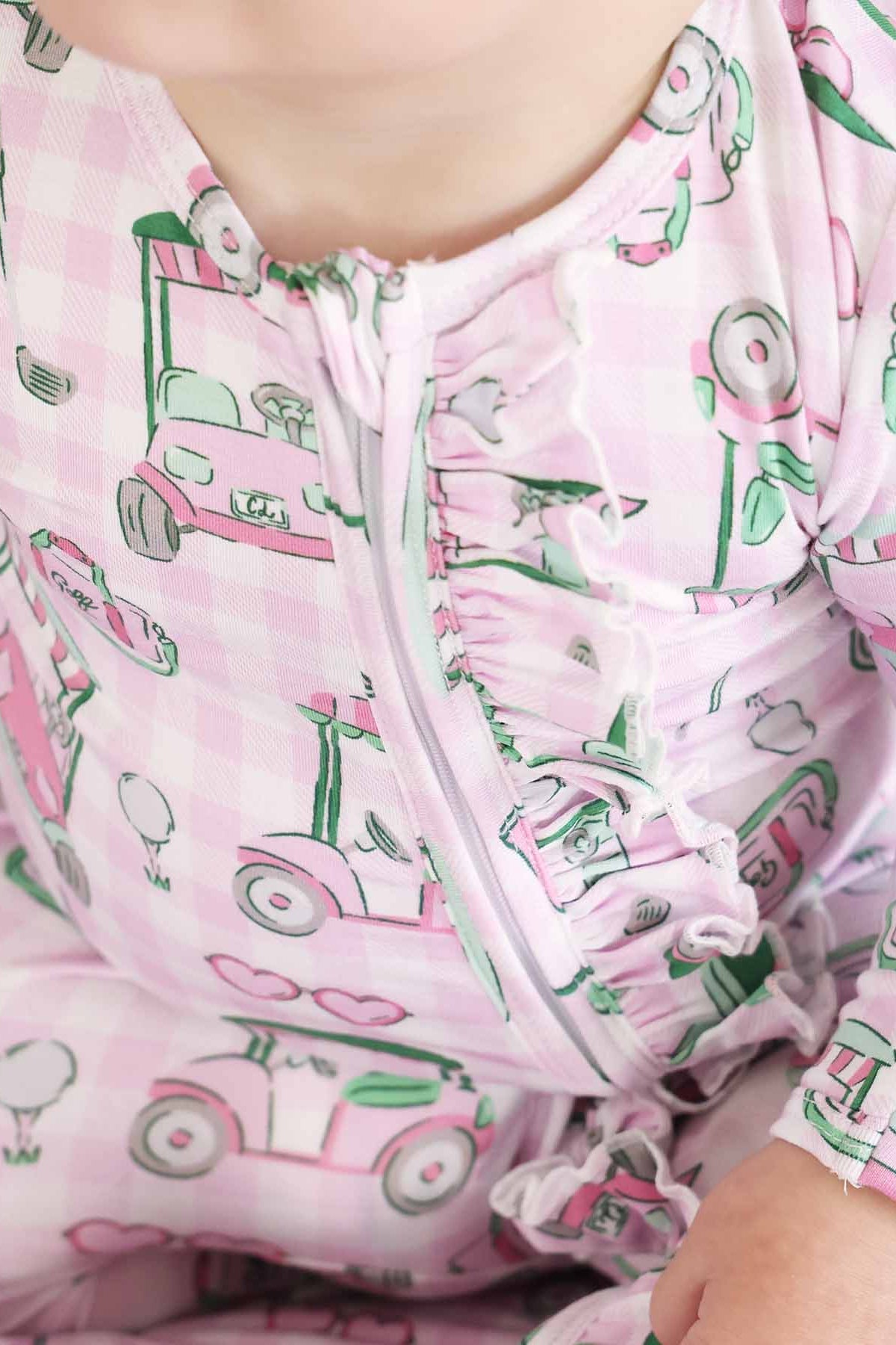 Birdie Babes Ruffle Zipper Footie | Pink