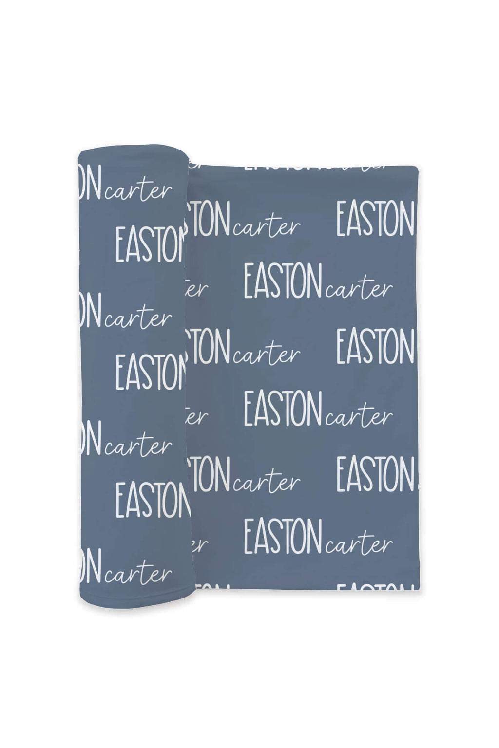 Personalized Baby Name Swaddle Blanket Font Duo | Blue Jean