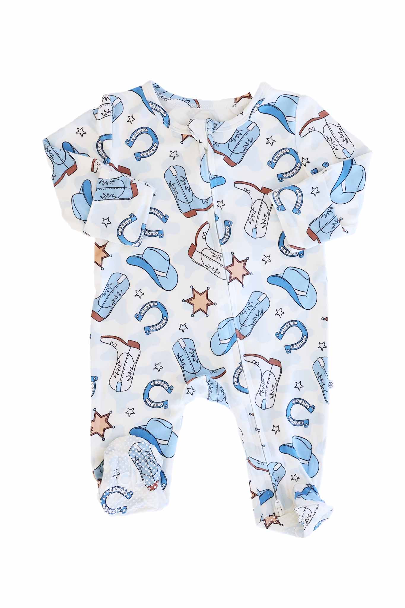 Rodeo Dreams Zipper Footie | Blue
