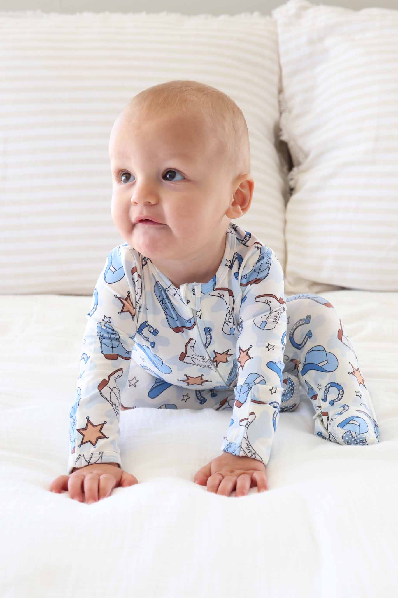 Rodeo Dreams Zipper Footie | Blue