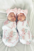 Blush Rose Personalized Baby Name Swaddle Blanket