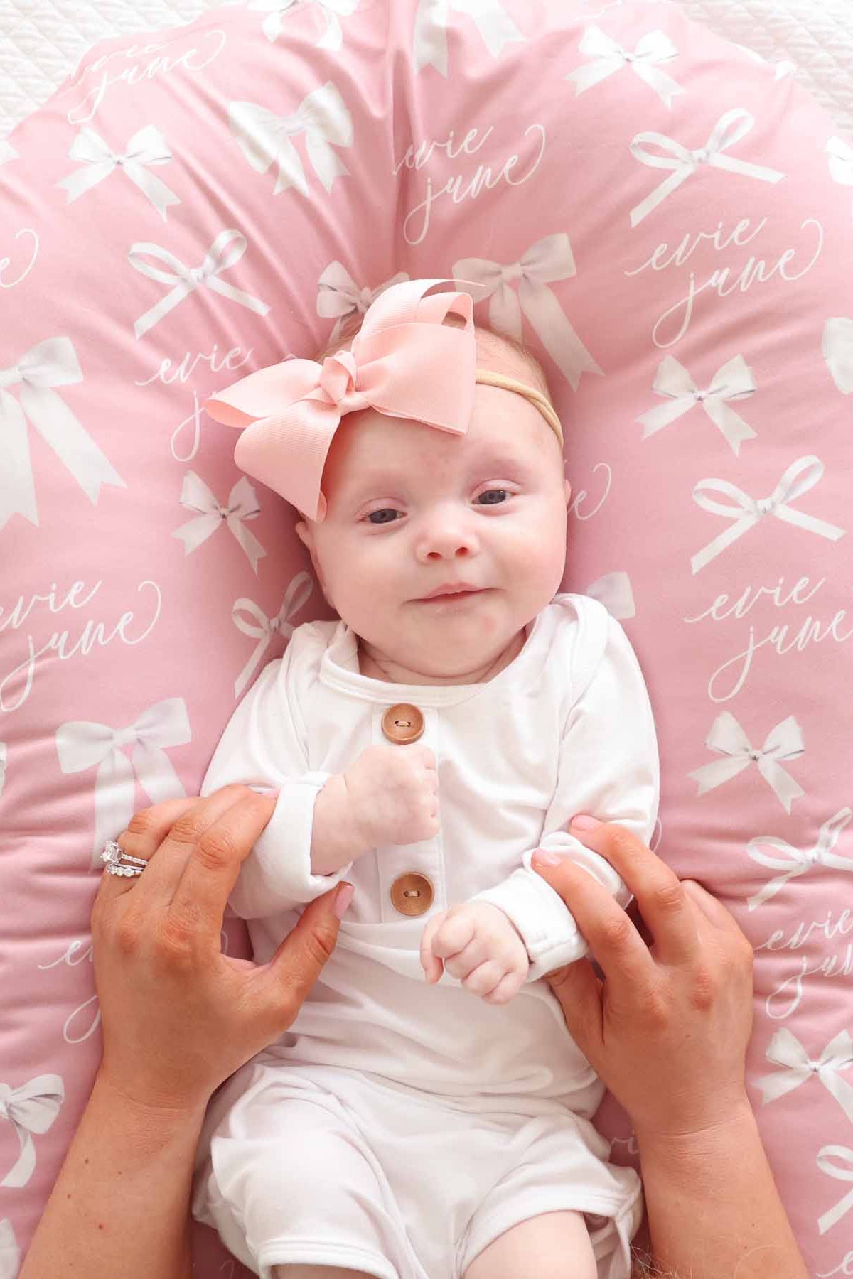 Bow Personalized Baby Name Swaddle Blanket
