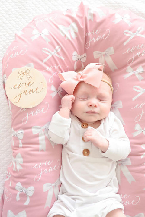 Bow Personalized Baby Name Swaddle Blanket