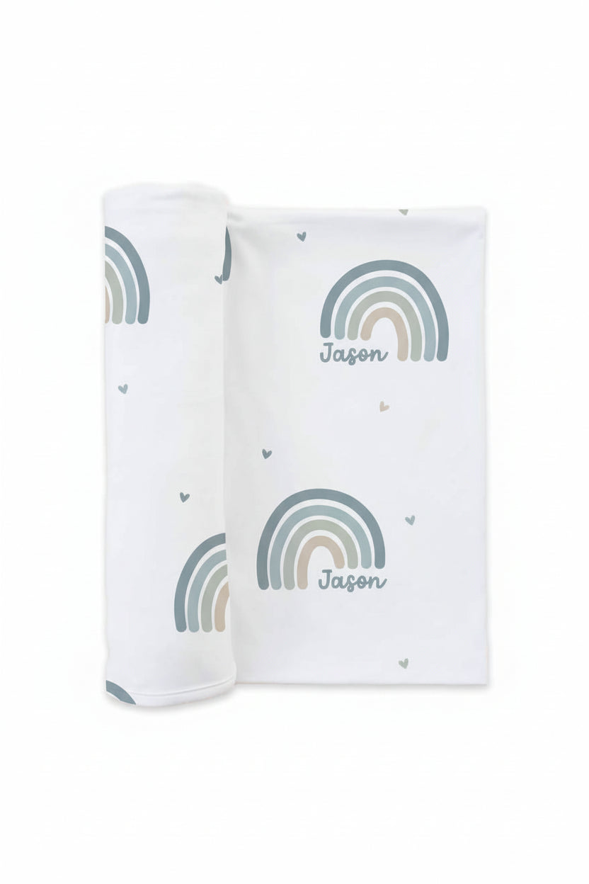 Boy Rainbow Personalized Baby Name Swaddle