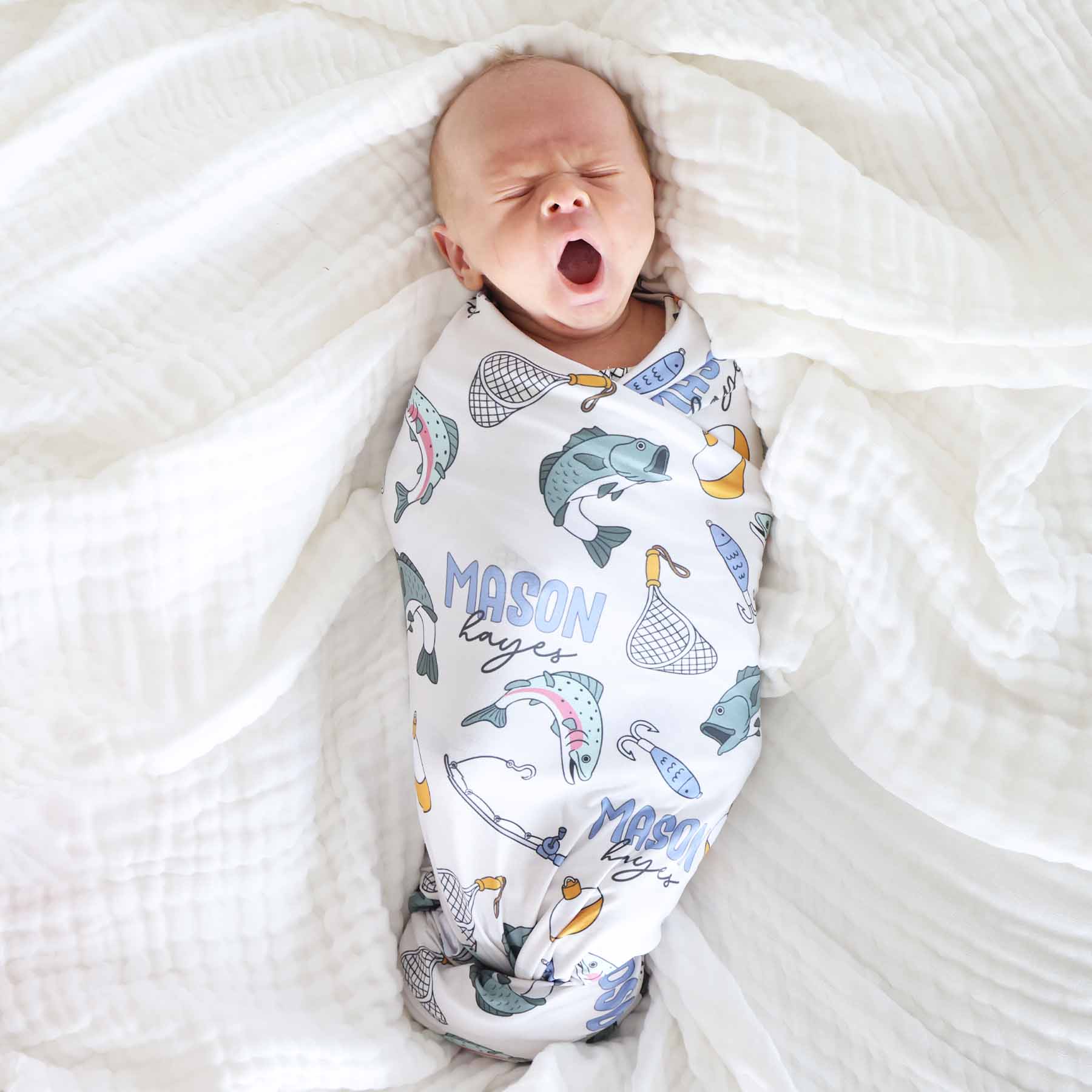 Catch of the Day Personalized Swaddle Blanket