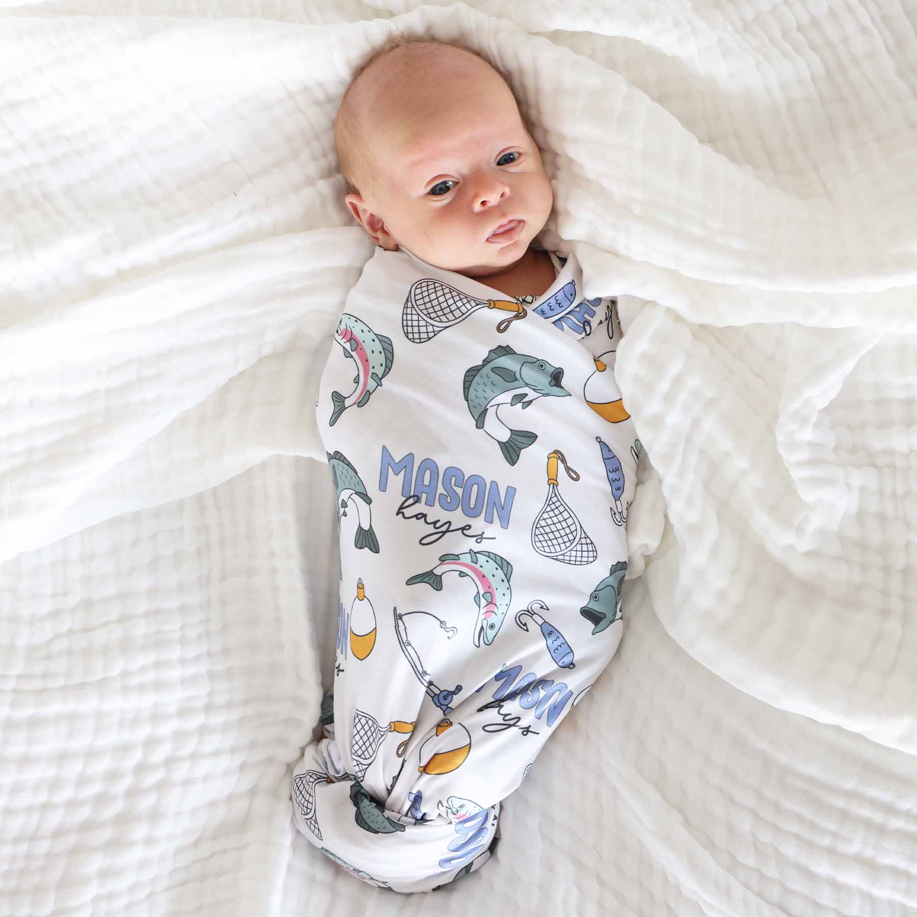 Catch of the Day Personalized Swaddle Blanket