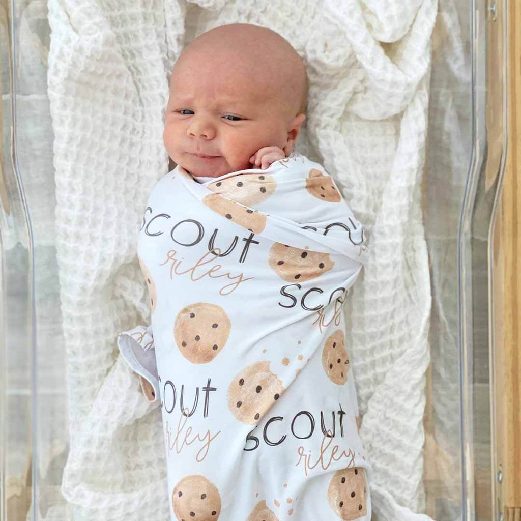 Cookie Crumble Personalized Baby Name Swaddle Blanket