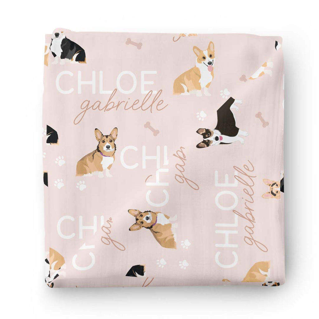 Personalized Baby Name Swaddle Blanket | Dog Breeds