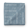 Personalized Dusty Denim Baby Name Swaddle Blanket
