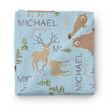 Forest Friends Personalized Baby Name Swaddle Blanket