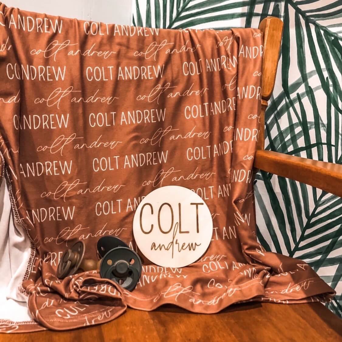 Personalized Camel Baby Name Swaddle Blanket
