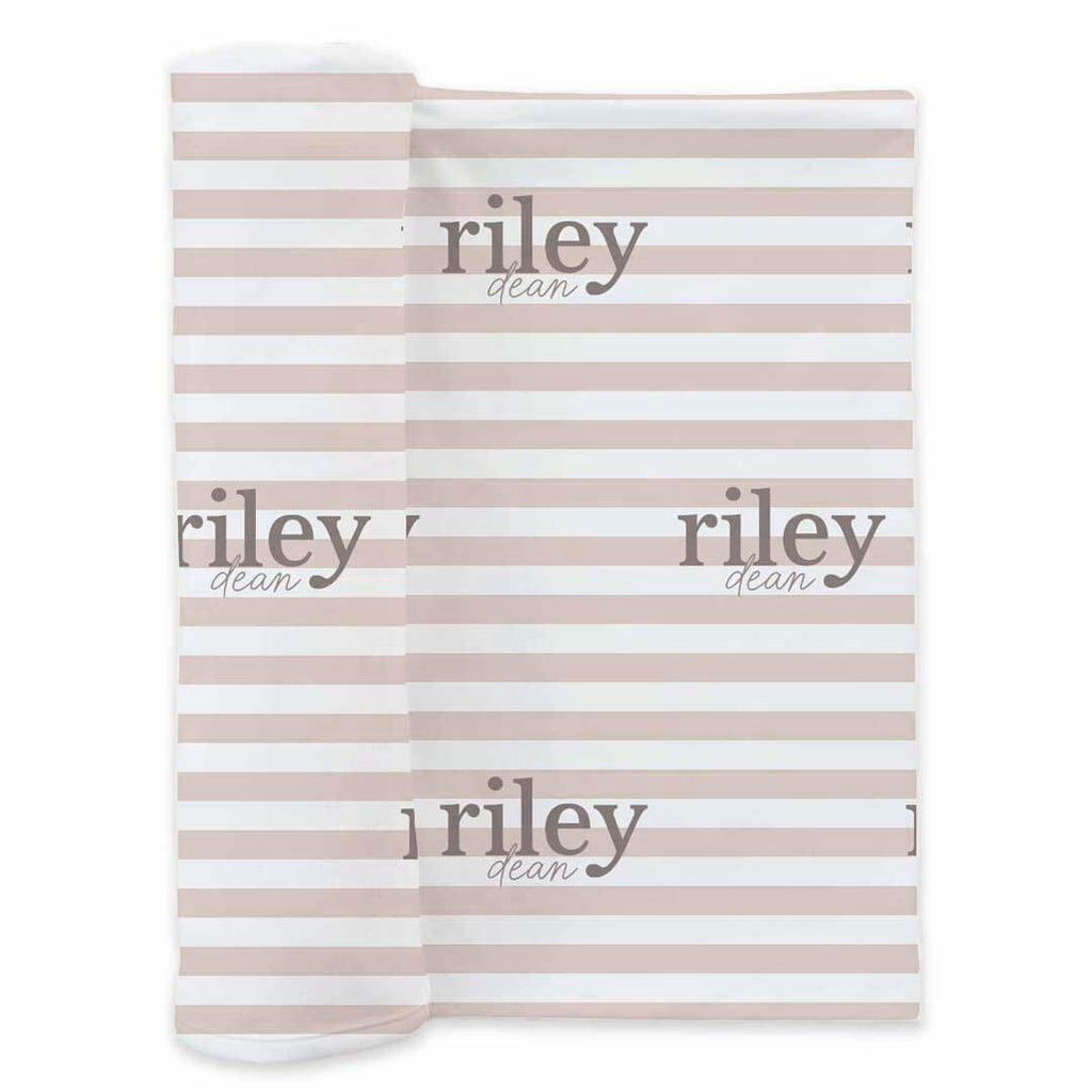 Latte Stripes Personalized Swaddle Blanket
