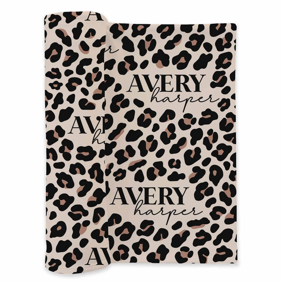 Seeing Spots Leopard Personalized Swaddle Blanket
