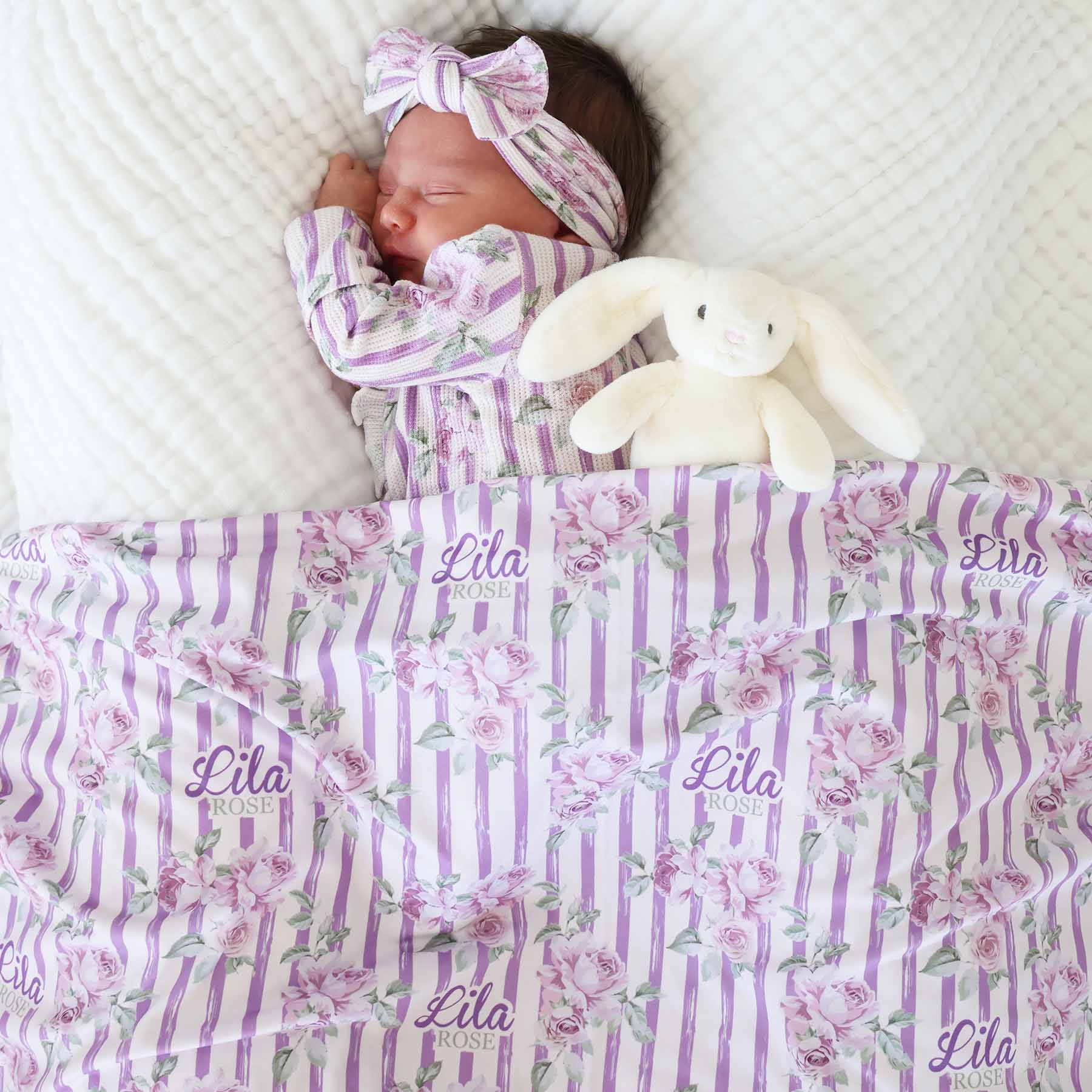 Lila's Lilacs Personalized Swaddle Blanket