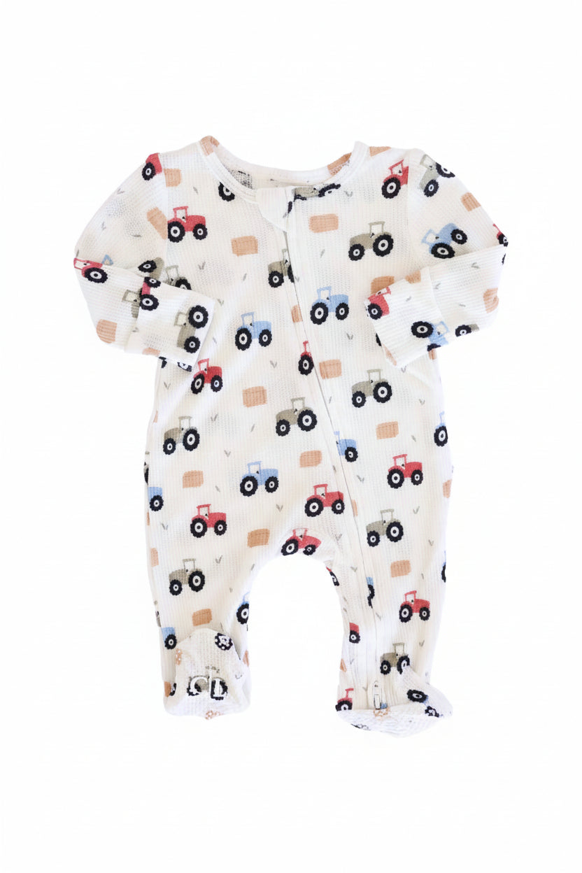 Little Farmer Bamboo Waffle Zipper Footie