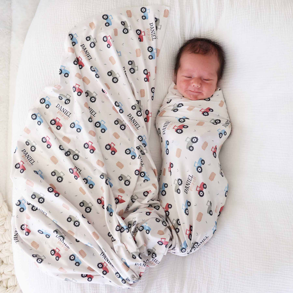 Little Farmer Personalized Swaddle Blanket