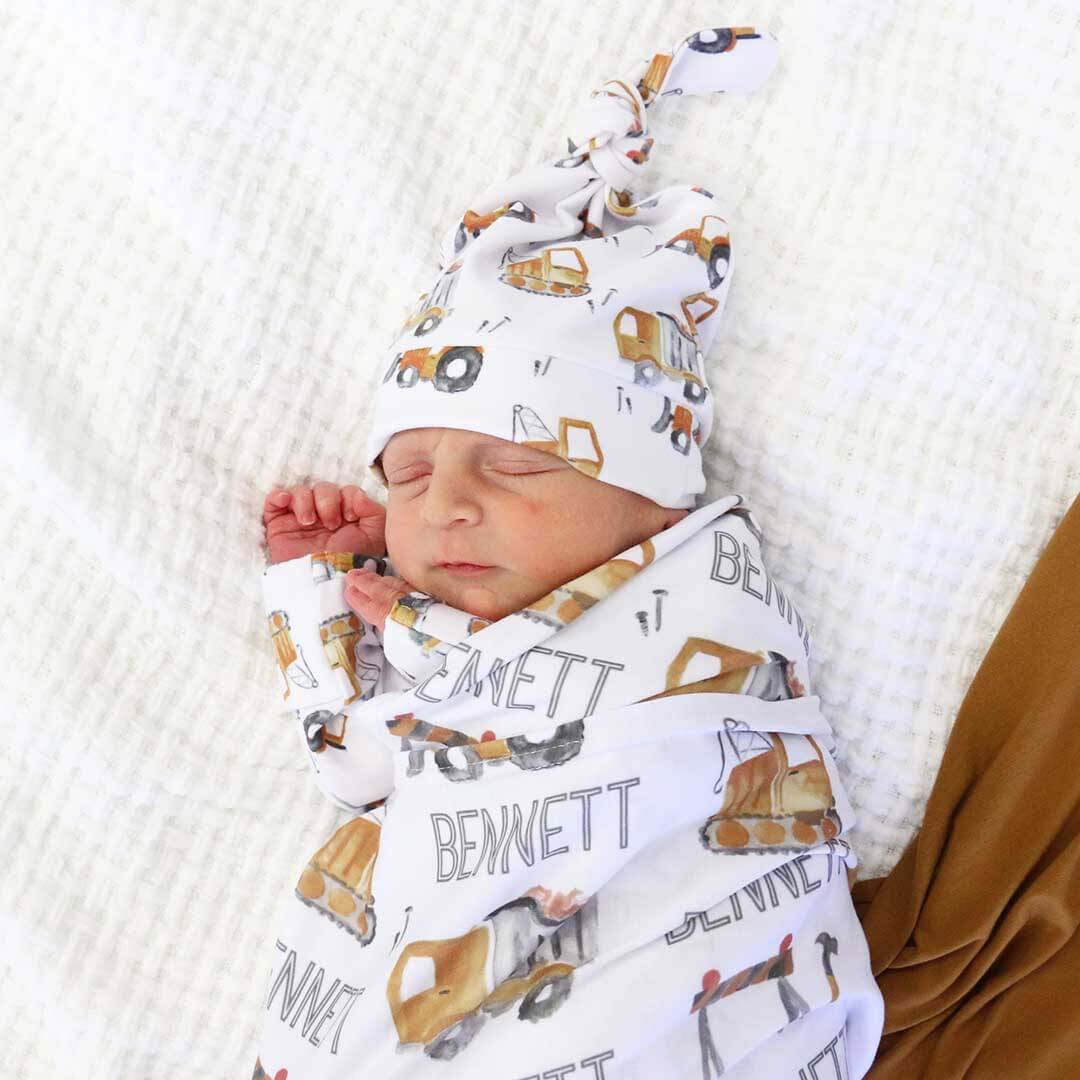 Little Digger Personalized Baby Name Swaddle