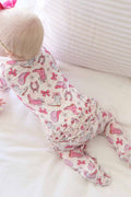 Rodeo Dreams Ruffle Zipper Footie | Pink