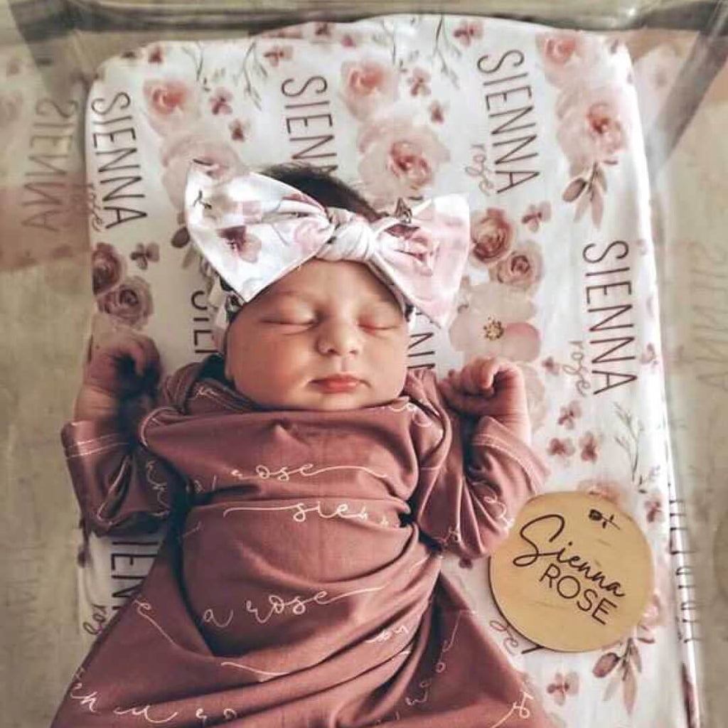 Rosie's Rose Garden Personalized Baby Name Swaddle Blanket
