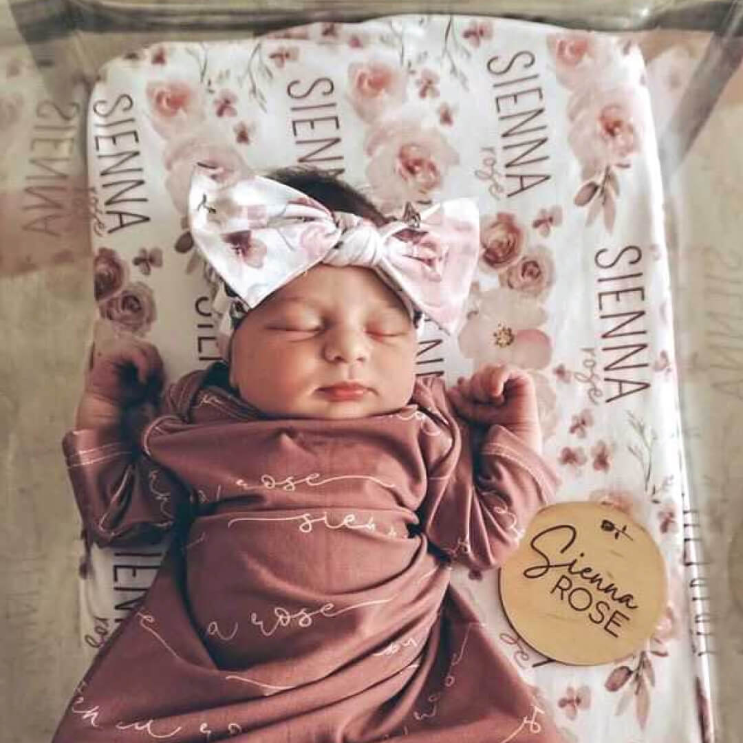 Rosie's Rose Garden Personalized Baby Name Swaddle Blanket