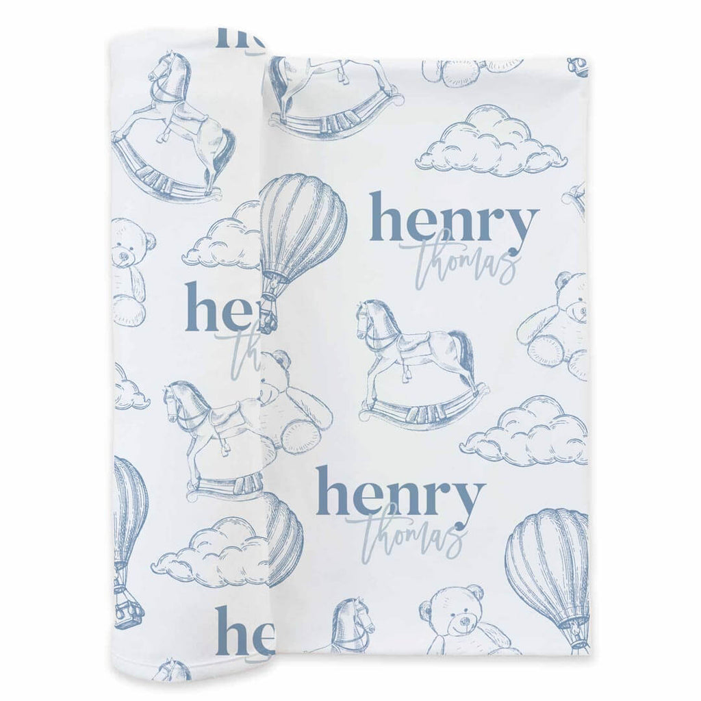 Up In The Clouds Personalized Swaddle Blanket