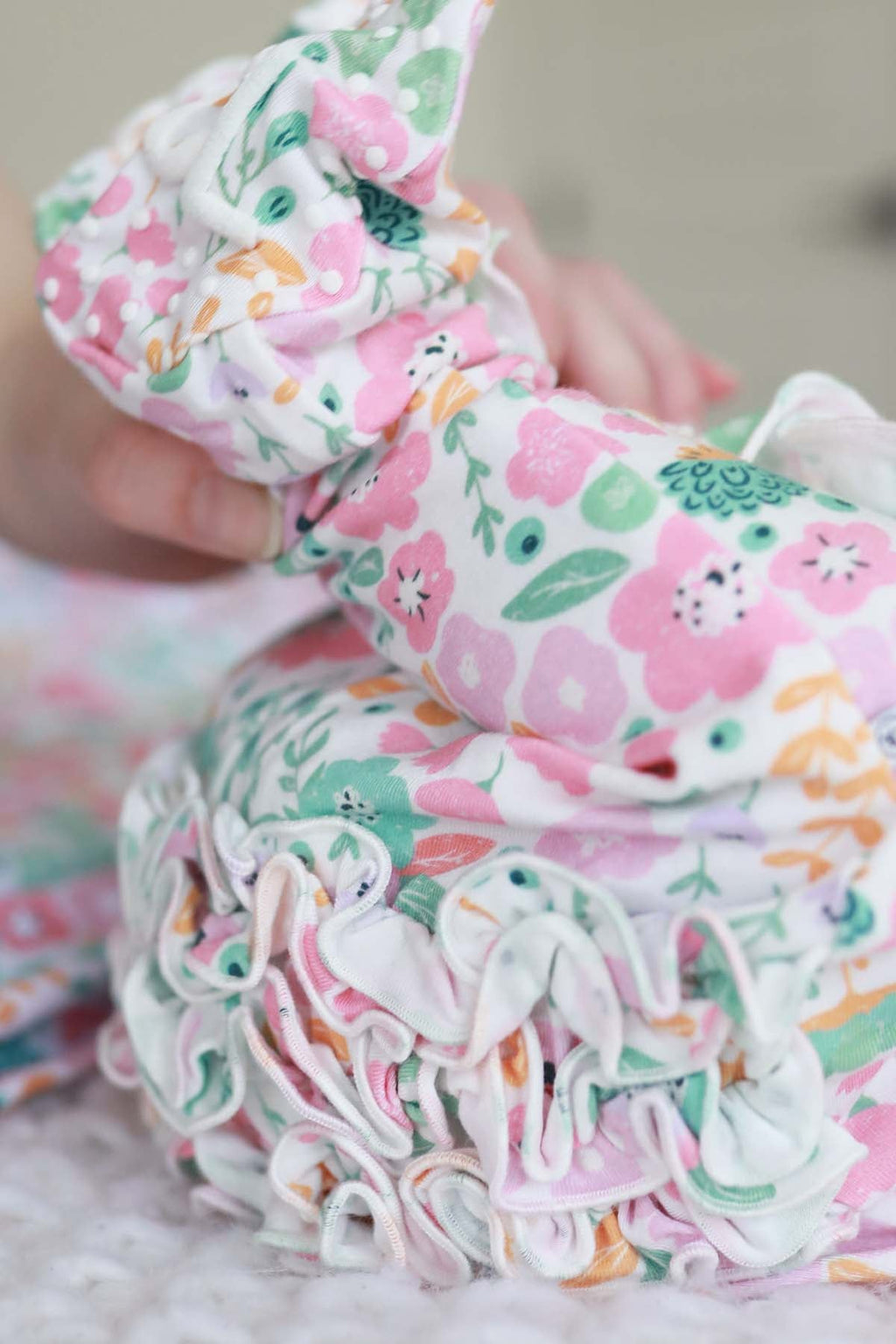 Willow's Whimsy Floral Ruffle Zipper Footie